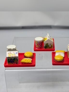 Vintage BARBIE MCDONALD's HAPPY MEAL Tray Toy Accessory Burger Fries Drink Lot 3